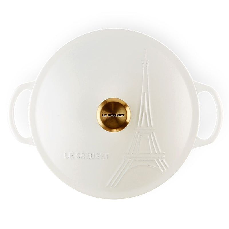 Le Creuset Eiffel Tower White Cast Iron 30cm Shallow Casserole Limited Edition