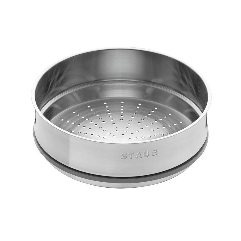 Staub Cast Iron 26cm Round Cocotte With Steamer Insert Graphite Grey