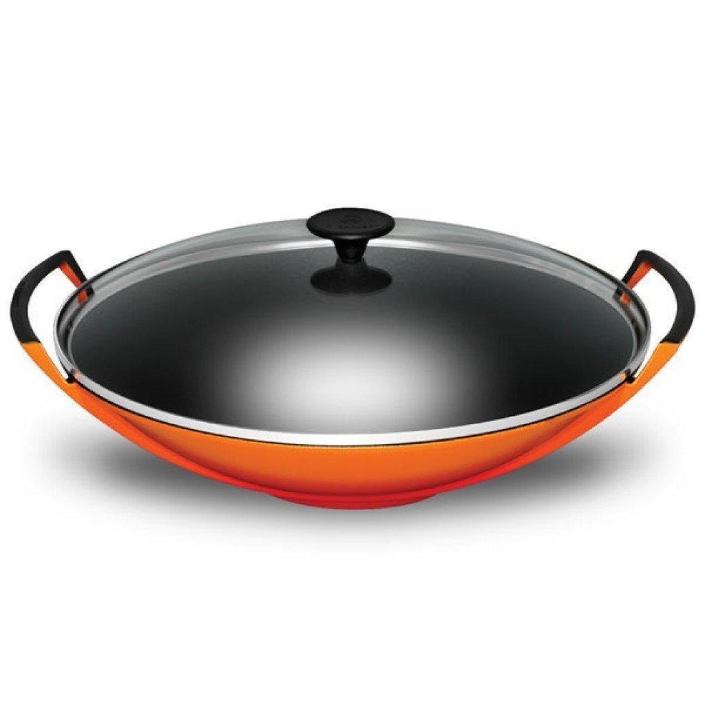 Le Creuset Volcanic – Iron Wok Cast Lid With 36cm Queenspree Glass